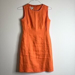 TALBOTS Irish Linen Coral Orange classic sheath dress SIZE 2 petite